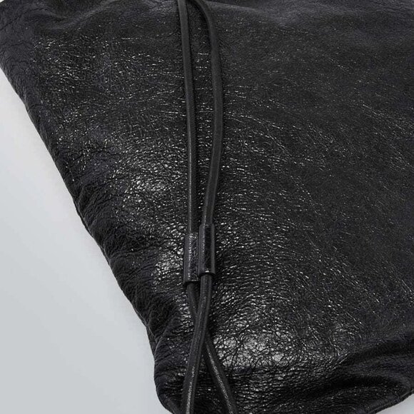 Balenciaga Black Leather Arena Drawstring Backpack Bag - Picture 4 of 10